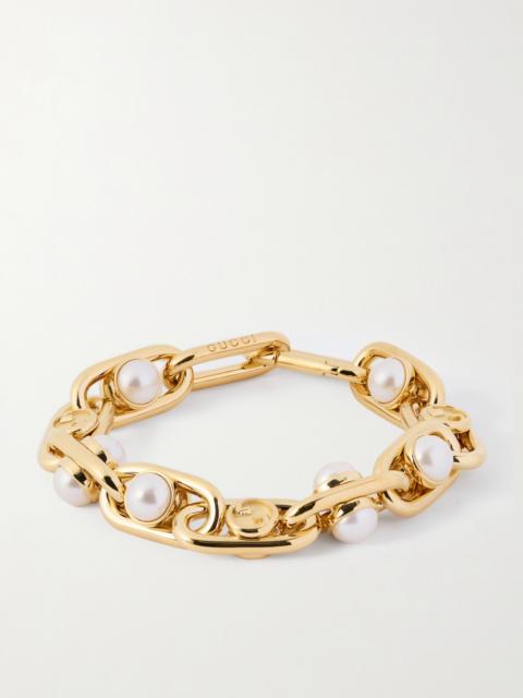 Gold-tone Faux Pearl Bracelet