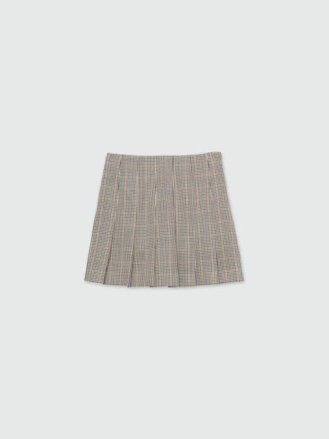 Ivory pleated miniskirt in micro check