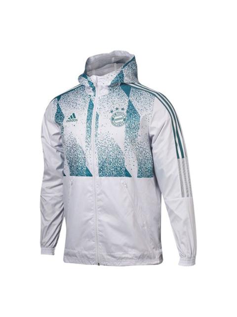 adidas FCB Windbrk Bayern Munich Soccer/Football Training Sports Hooded Jacket White GV1312