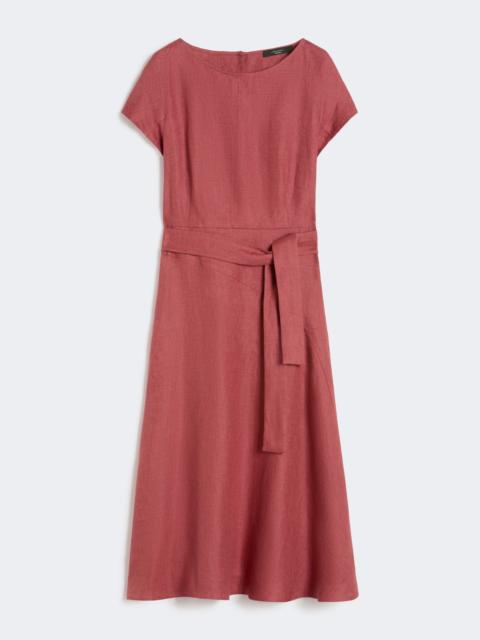 Linen canvas midi dress - CHERRY