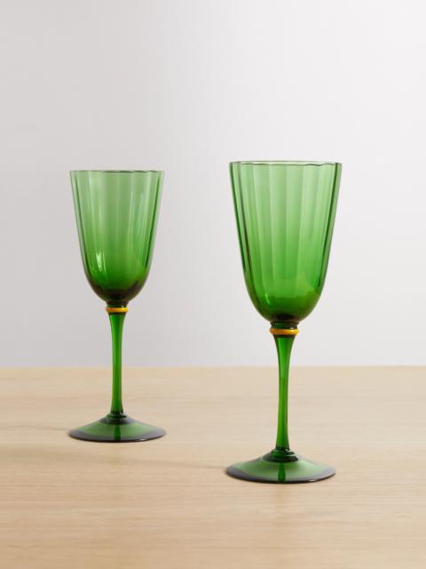 Set Of Two Murano Wine Glasses