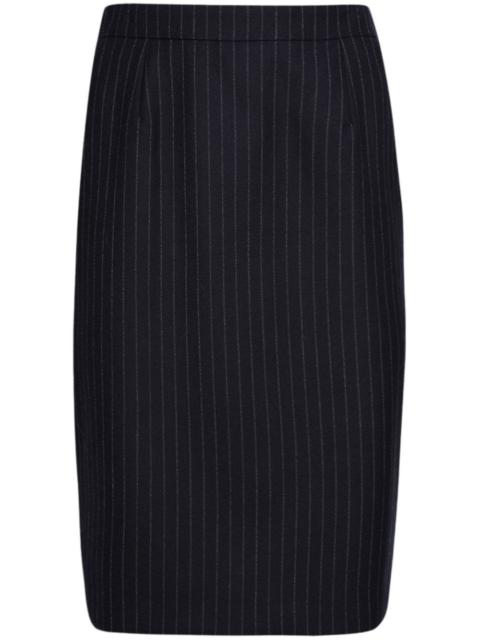 pinstripe-pattern silk skirt