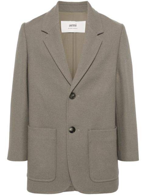 single-breasted virgin-wool blend blazer
