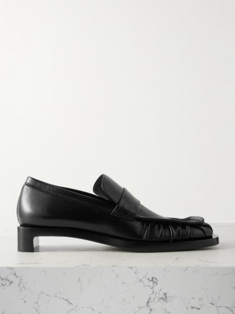 Ruched Crinkled-leather Penny Loafers