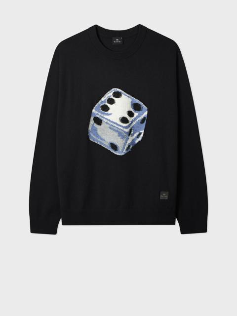 Black 'Dice' Merino Wool-Blend Knitted Sweater