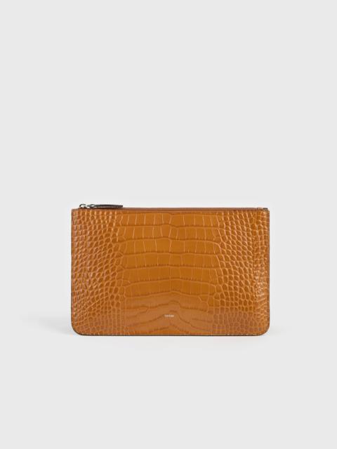 Threefold croco-embossed clutch tangerine