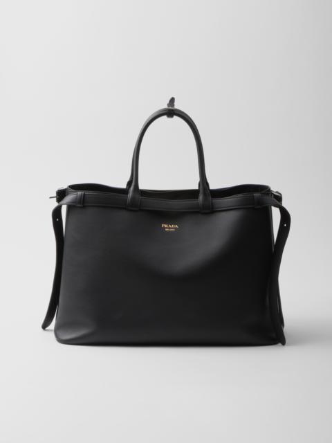 Prada Buckle leather handbag with double belt