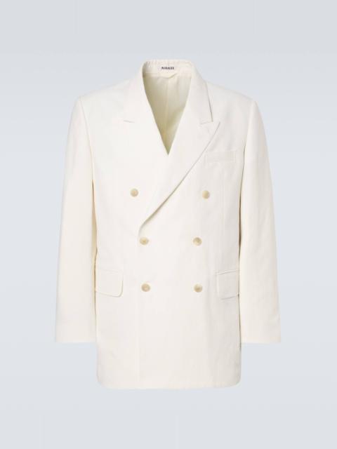 Double-breasted wool, cotton, and linen blazer