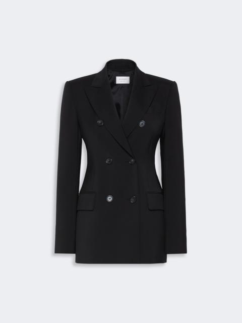 ADAMO Double-breasted natural stretch wool blazer - BLACK