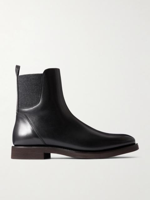 Bead-embellished Leather Chelsea Boots