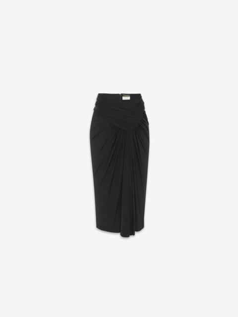 draped pencil skirt in shiny jersey