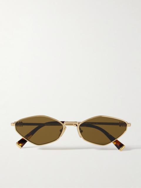 Hexagon-frame Gold-tone Sunglasses