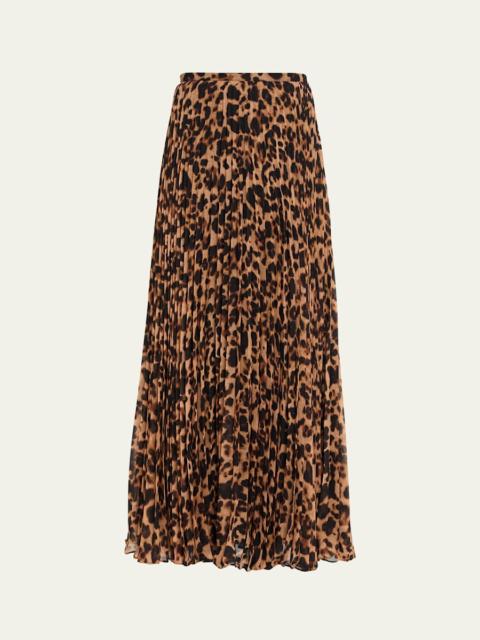 Torin Leopard Pleated Maxi Skirt