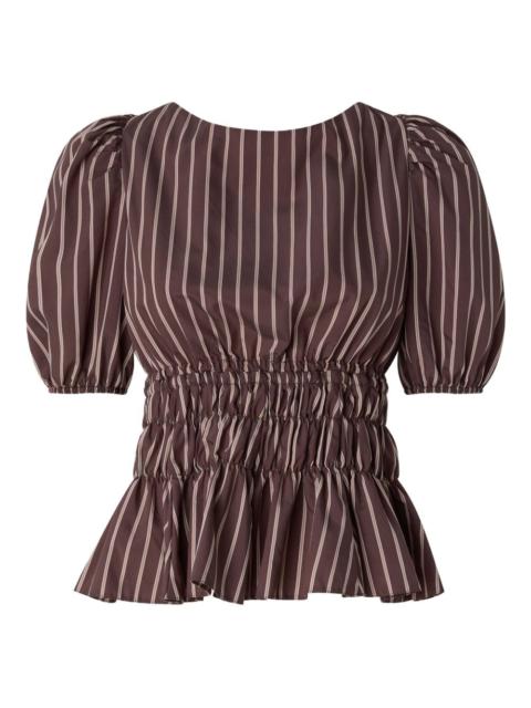 striped-pattern ruched blouse
