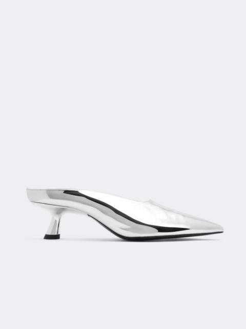 Chrome Pointed Gala Mule In Silver
