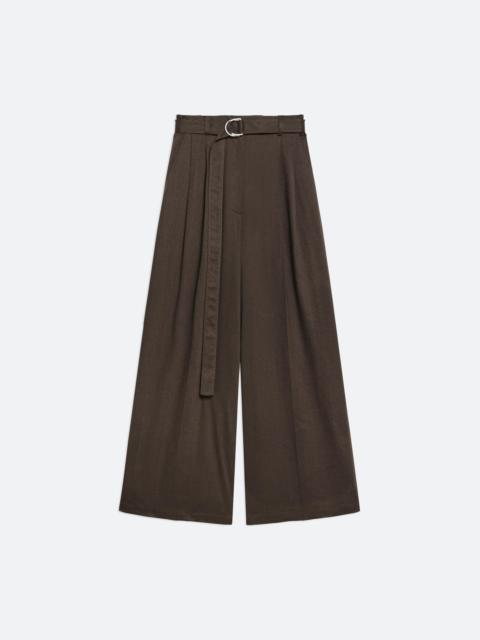 LINEN PLEATED WIDE TROUSERS