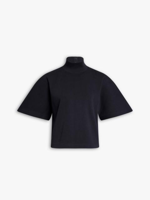 RIBBED COTTON HIGH NECK T-SHIRT