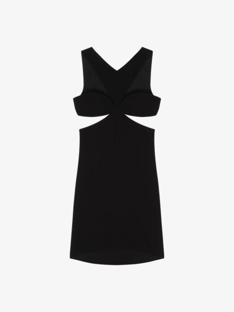 CUT OUT DRESS IN CREPE SATIN WITH RHINESTONES DETAIL