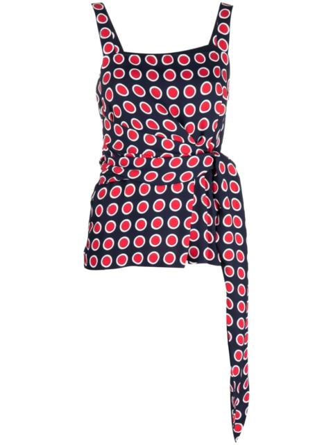 polka-dot belted tank top