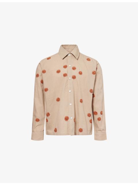 Hand-Embroidered Box Cotton Shirt
