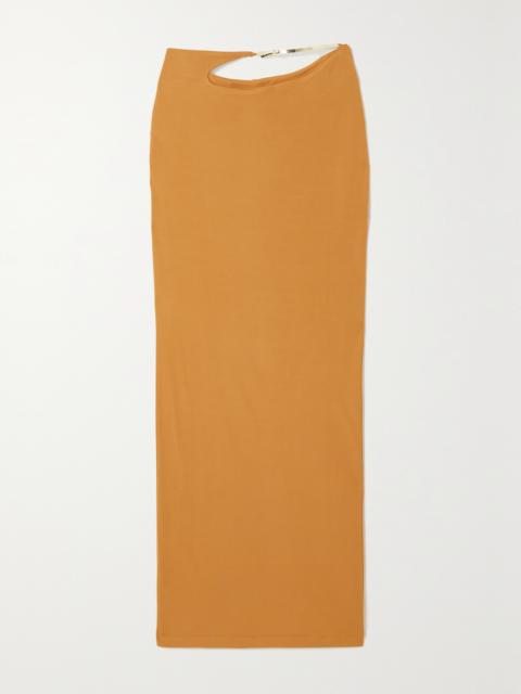 Buckled Cutout Jersey Maxi Skirt