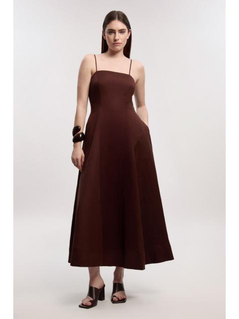 Viscose Linen Woven Maxi Prom Dress