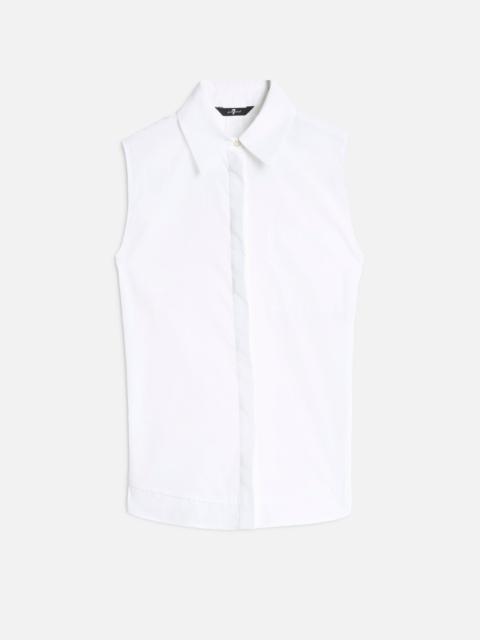 OPEN BACK SLEEVELESS SHIRT in Poplin Optical White