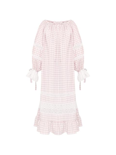 Romantica gingham lace-detail maxi dress