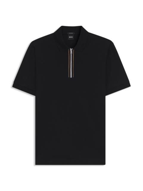 MERCERIZED COTTON POLO SHIRT WITH CONTRAST ZIP