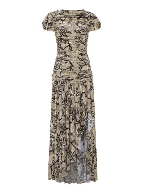 Adeline Gathered Velvet Dress multi