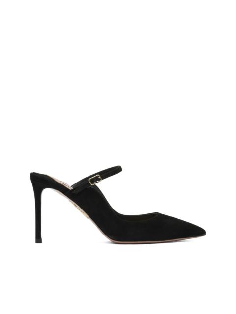 ankle-strap suede pumps
