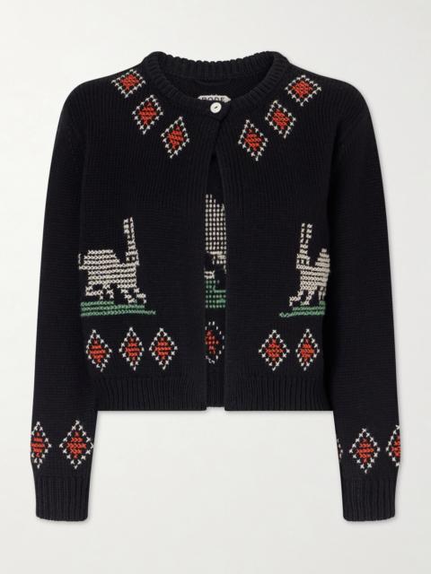 Bunny Jacquard-knit Wool Cardigan