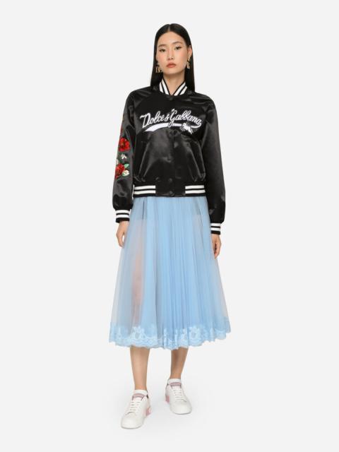 Satin jacket with embroidery