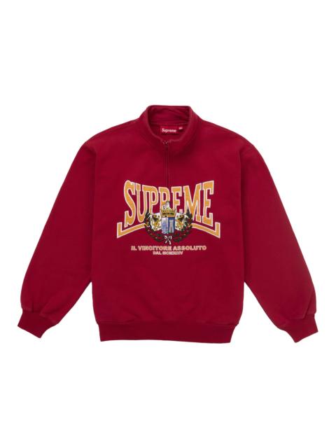 Supreme Crest Applique Half Zip Pullover Red