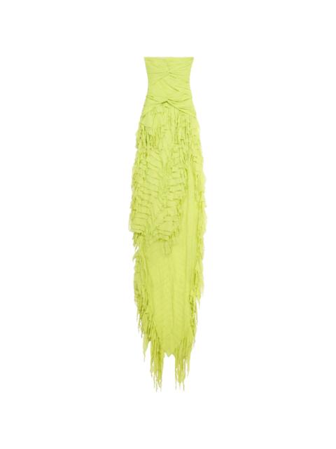 Blumarine Ruched Ruffled Maxi Dress