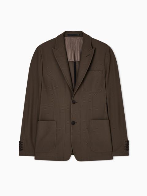 SINGLE-BREASTED JACKET IN TECHNICAL WAFFLE FABRIC