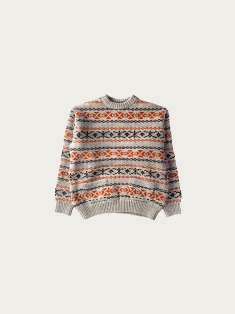 3G Wool YELLOWKNIFE Fair Isle Crew Sweater - Orange