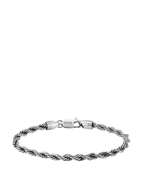 SILVER-TONE CUFF WITH ROPE-STYLE CHAIN