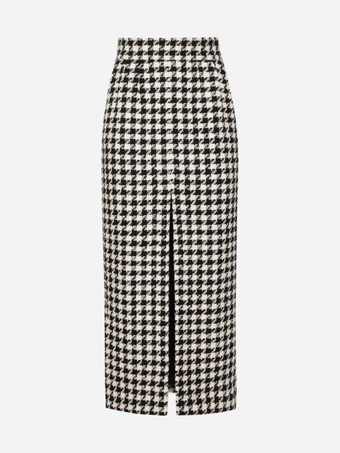 Long macro-houndstooth skirt