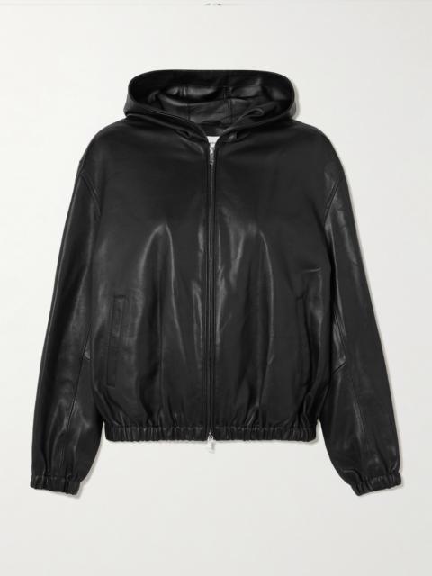 Leo Hooded Paneled Leather Jacket