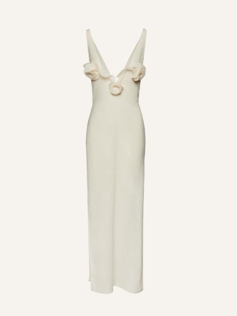 Crepe high leg maxi dress in cream