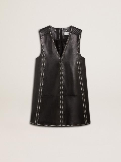Women’s black nappa leather dress with studs