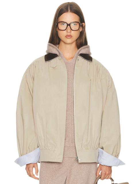 The Shirred Bomber Jacket With Corduroy Collar