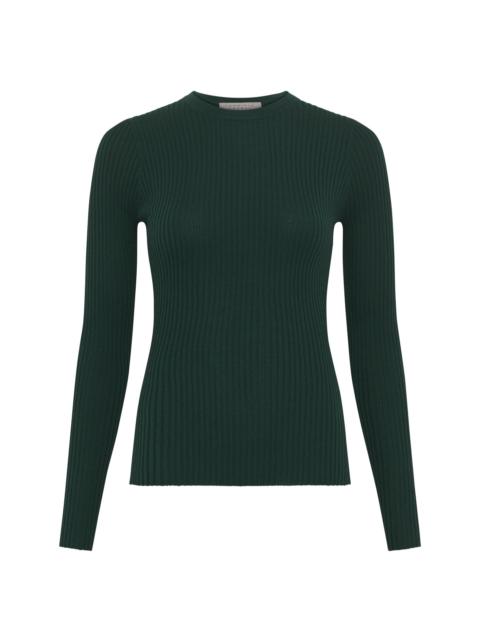 Browning Knit Sweater in English Green Cashmere Silk