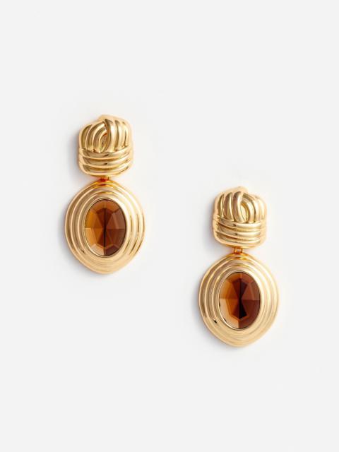 Gold Knot Tiered Amber Earrings