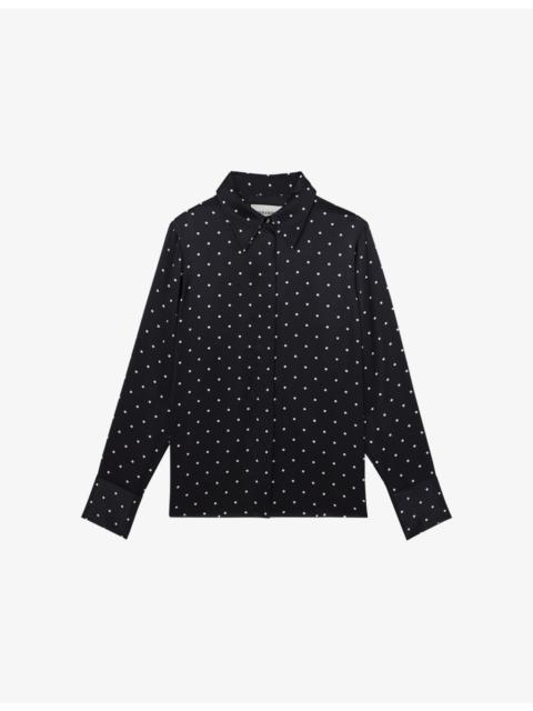 Ameira Polka-Dot Silk Shirt