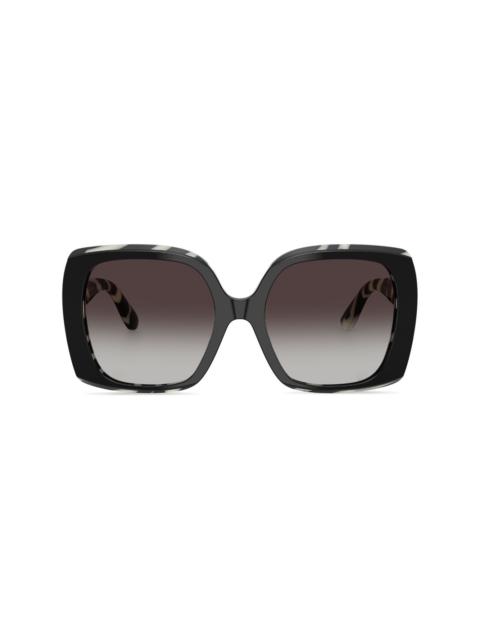 zebra-print square-frame sunglasses