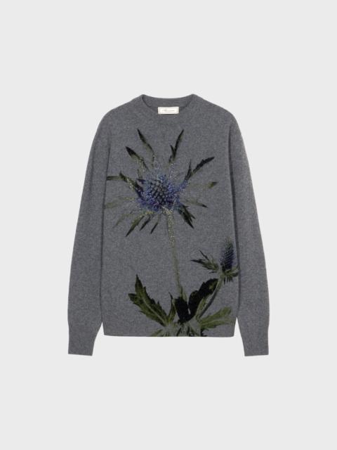 WOOL PRINTED PULLOVER WITH EMBROIDERY