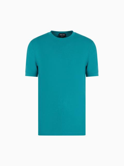 Crew-neck short-sleeved T-shirt in stretch viscose jersey