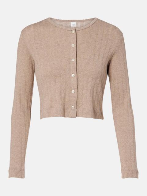 Cropped pointelle cotton cardigan